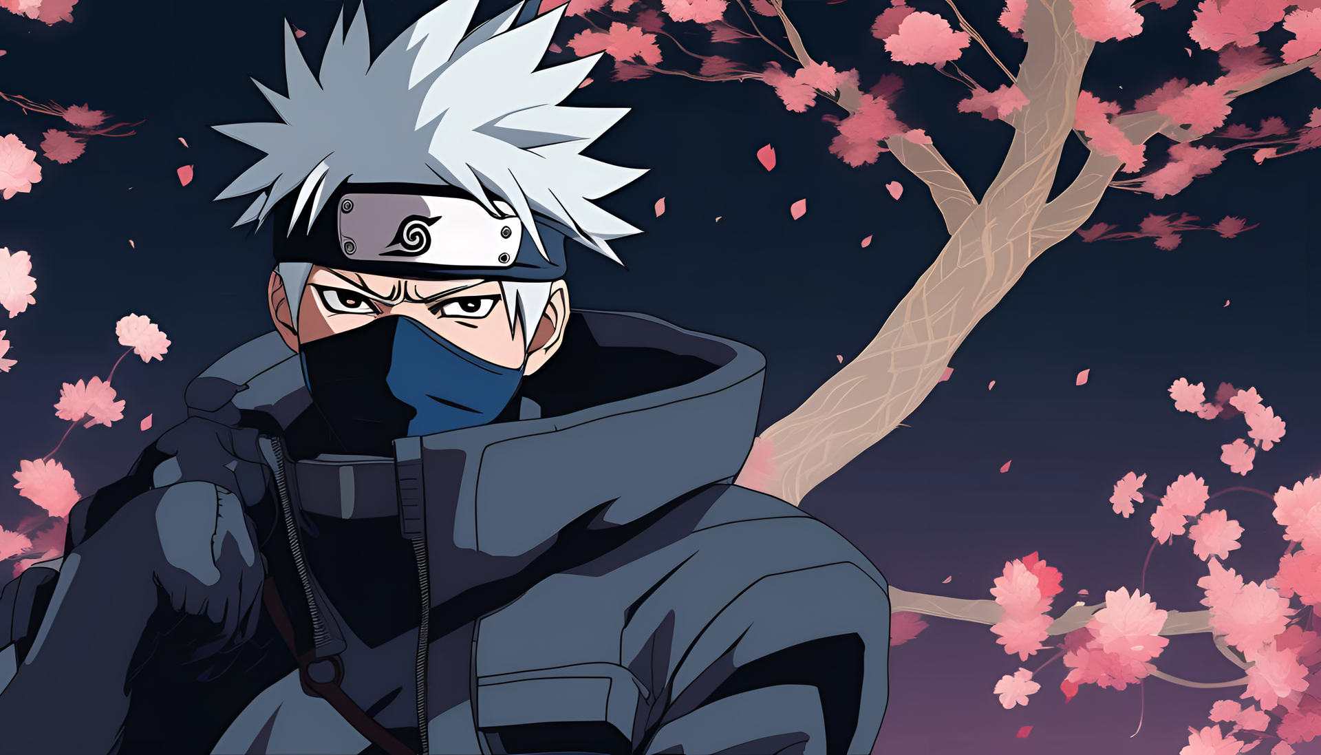 Kakashi Hatake in stunning intricate detail, a captivating HD desktop wallpaper.