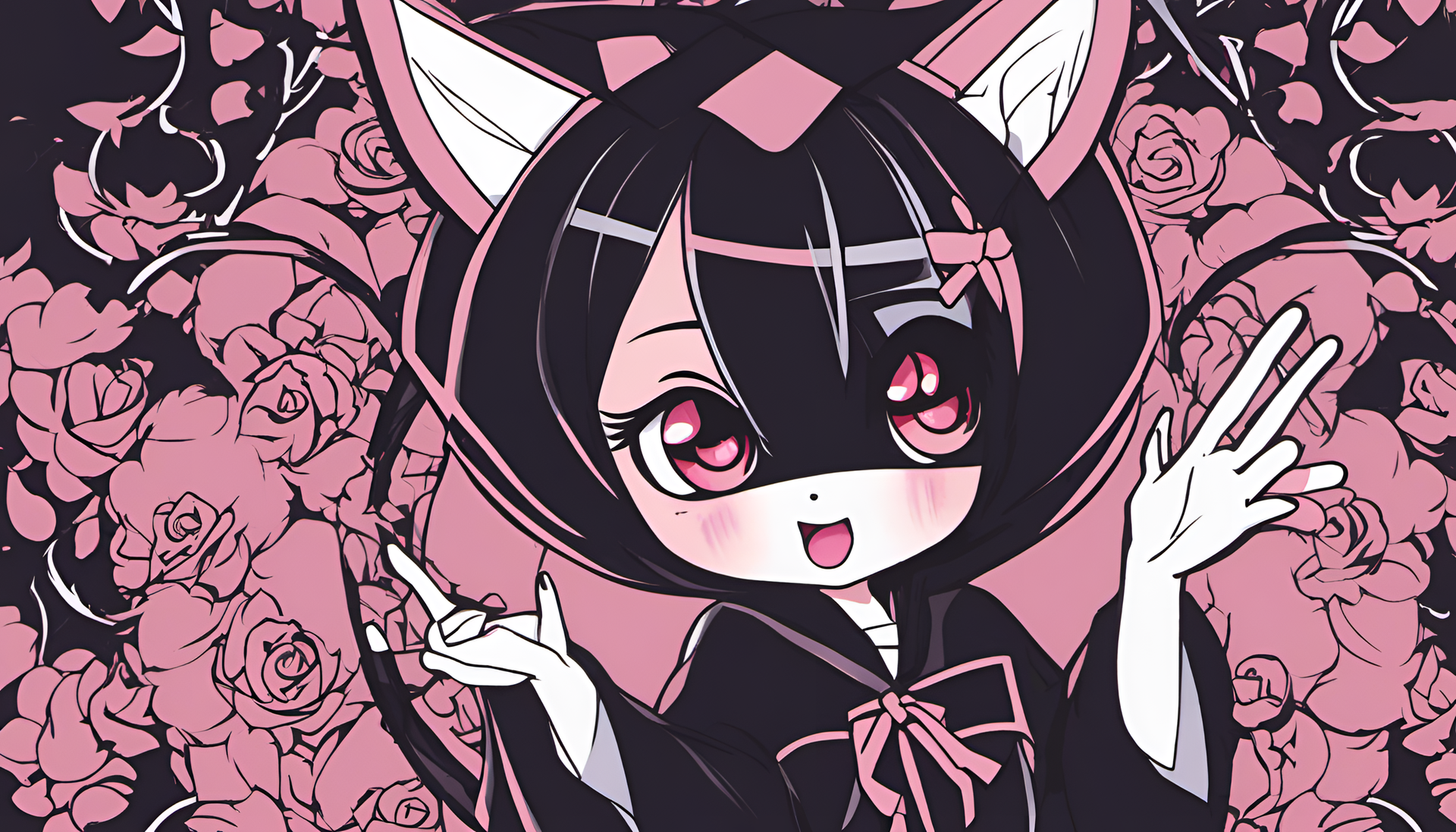 Kuromi character in vibrant  desktop wallpaper.