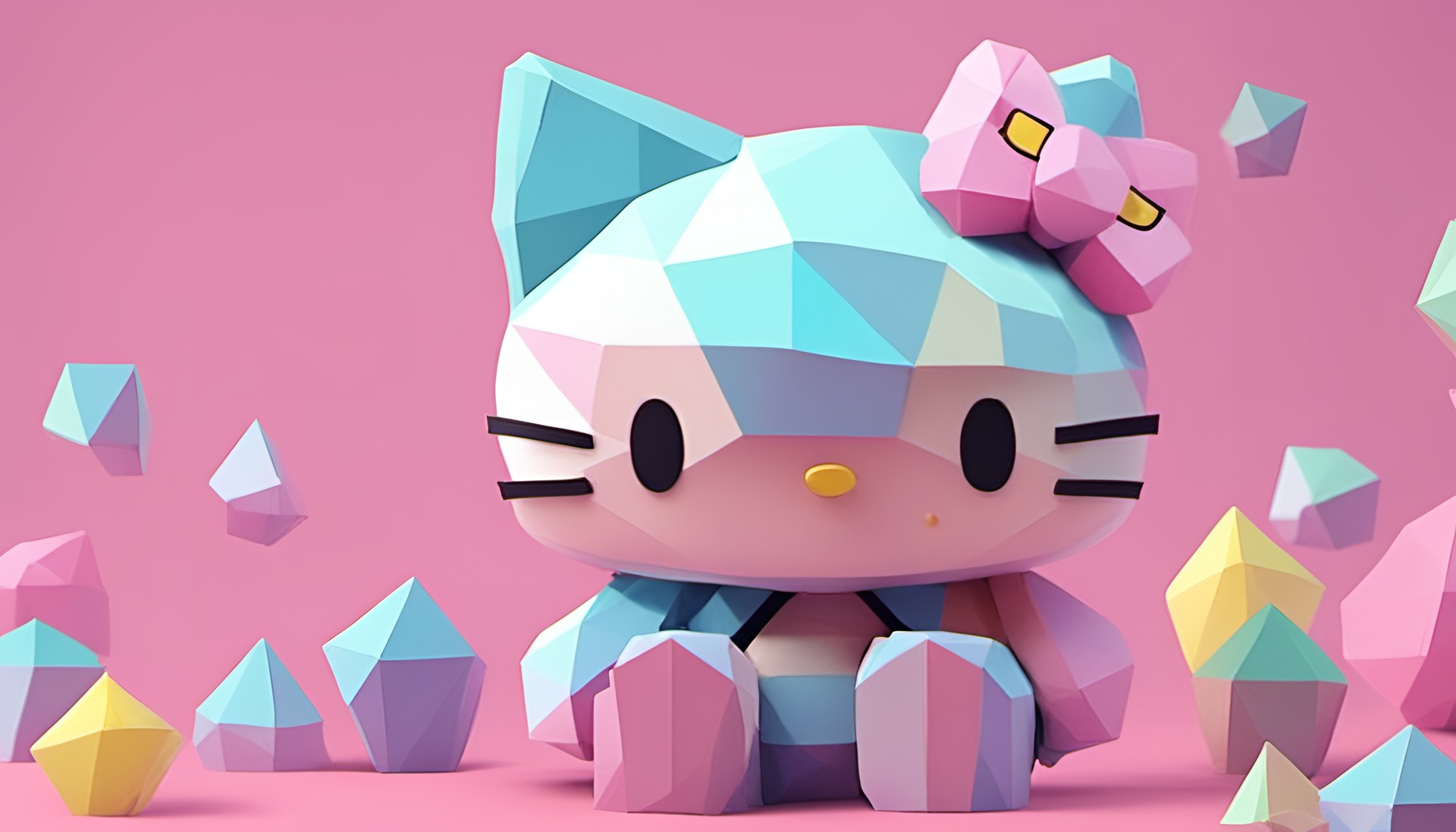 Hello Kitty with a pastel background