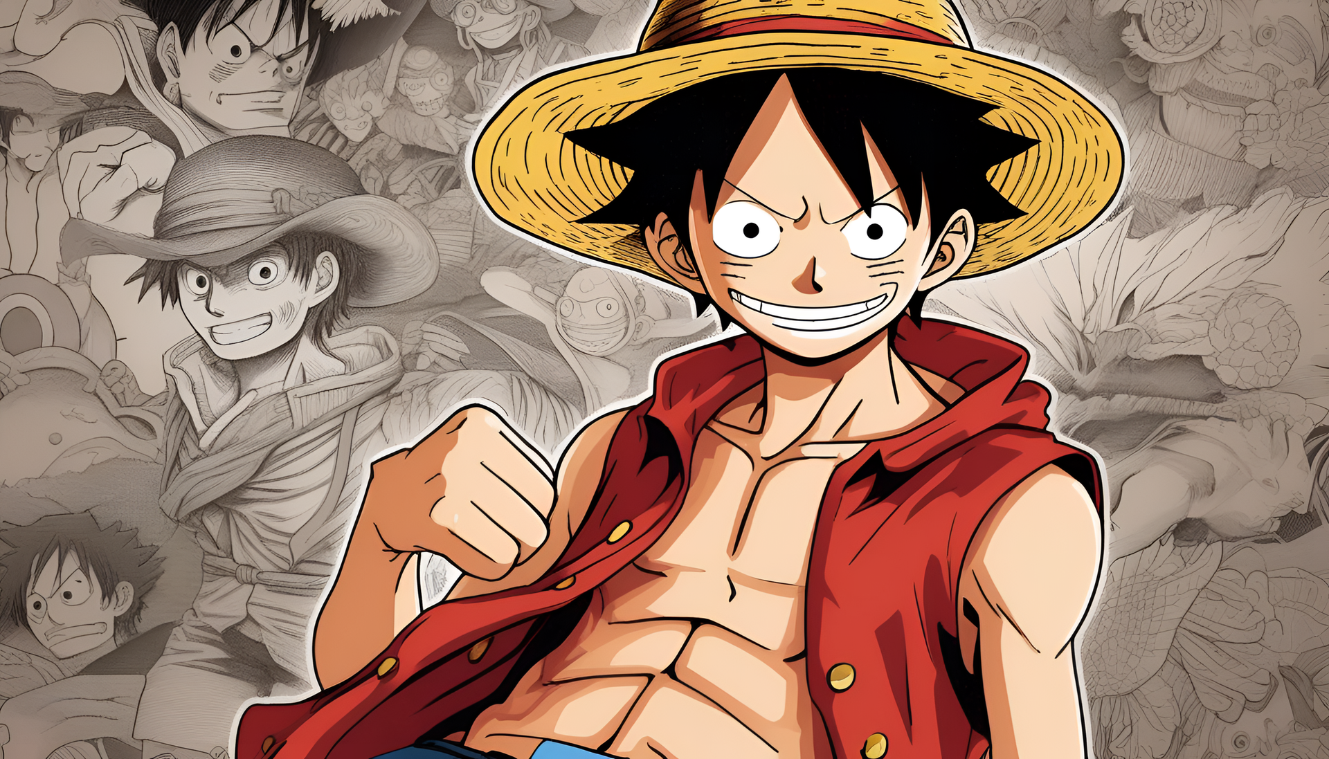 Luffy, the protagonist of One Piece, in a high-definition desktop wallpaper.