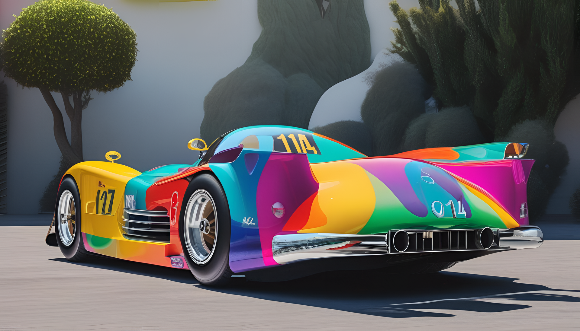 Colorful Mercedes W14 on HD desktop wallpaper.