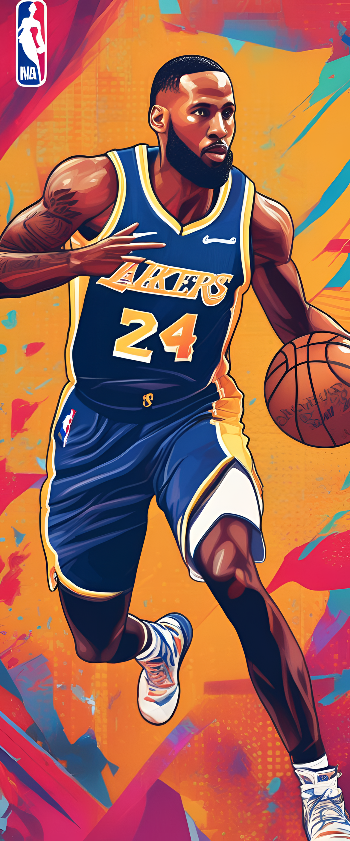 NBA-inspired phone wallpaper featuring dynamic graphics and vibrant colors.