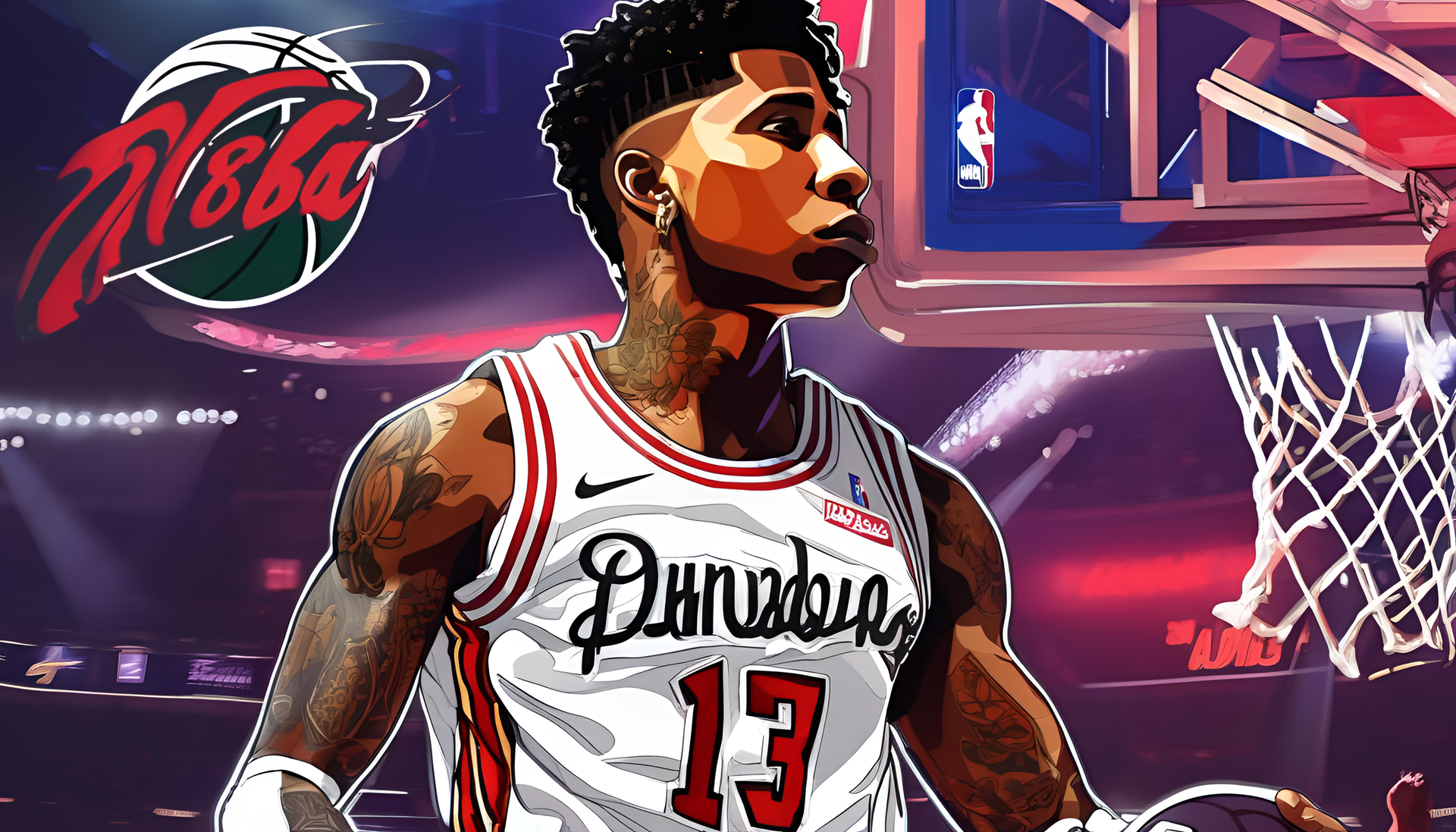 NBA YoungBoy in a futuristic wallpaper design