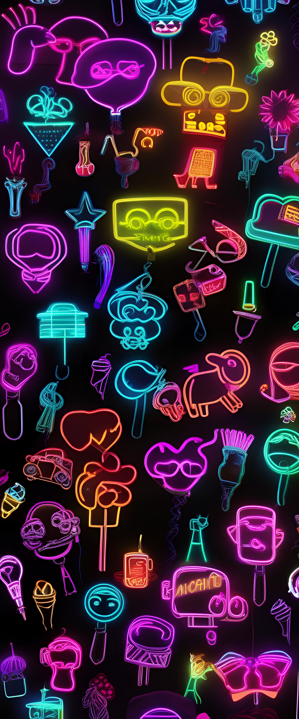 Vibrant neon wallpaper design with a funny and playful theme.