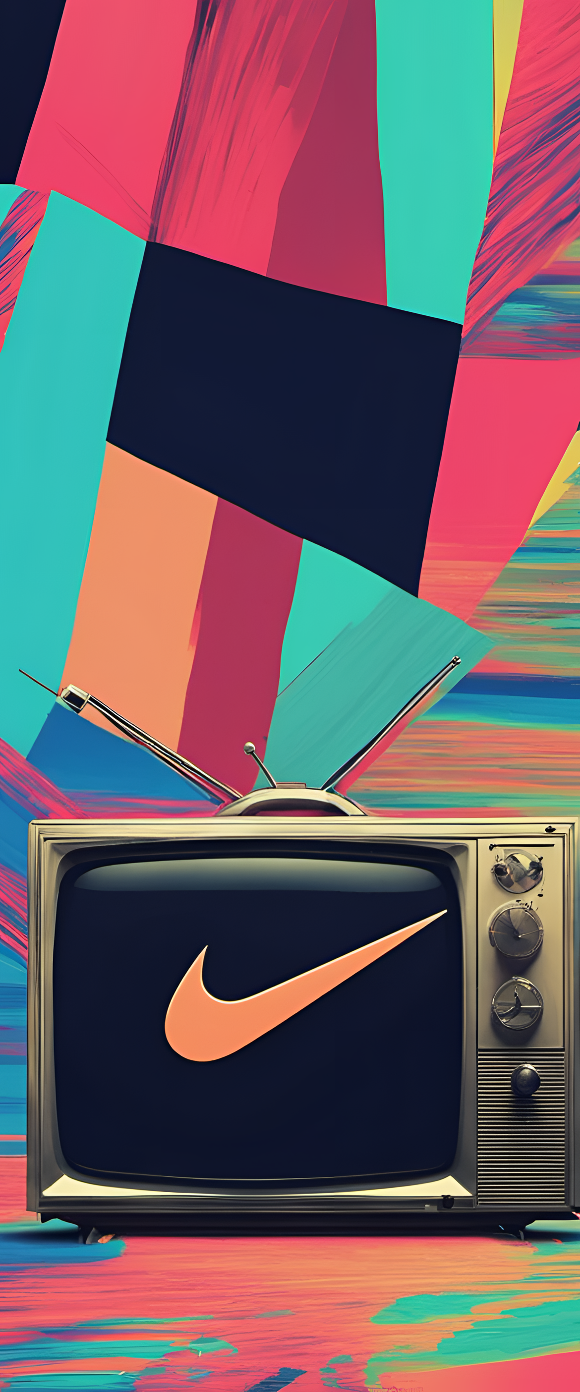 Nike-inspired glitched TV wallpaper