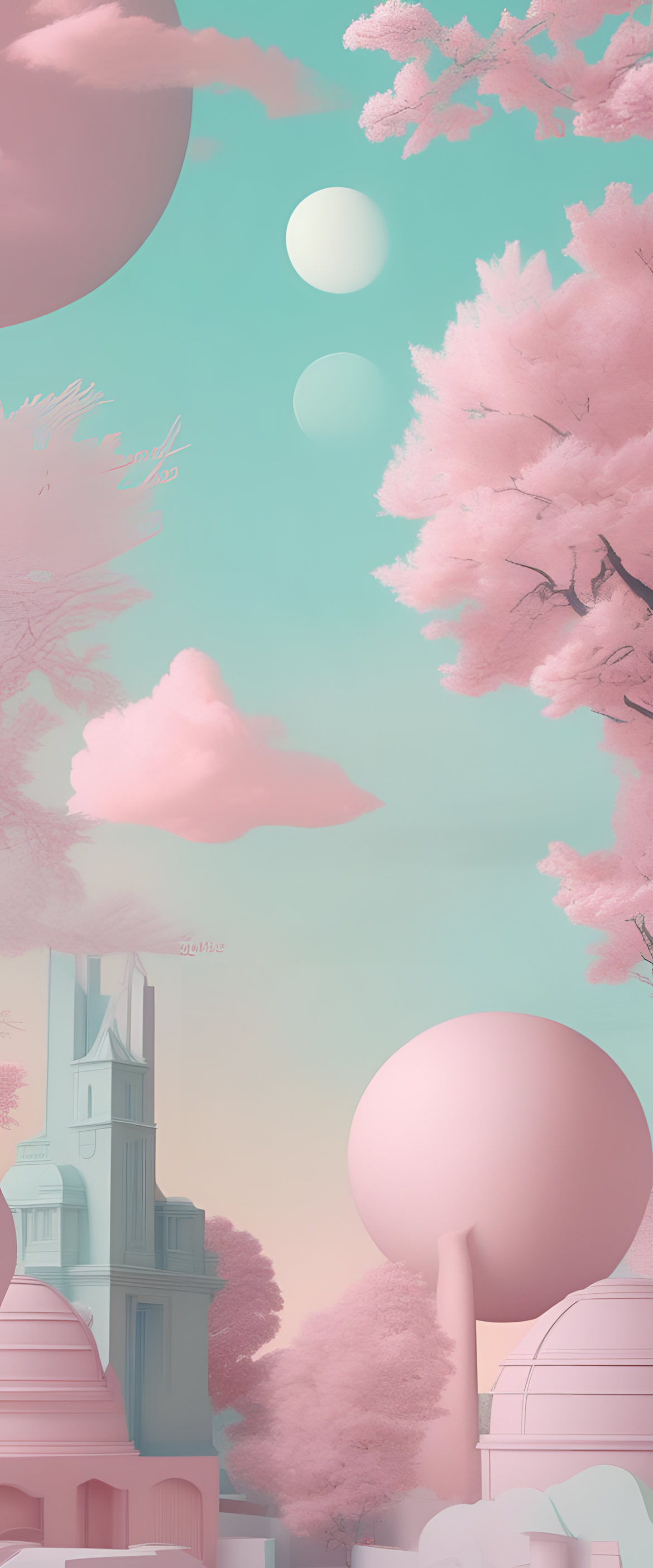 Surreal pastel wallpaper with a matte finish.