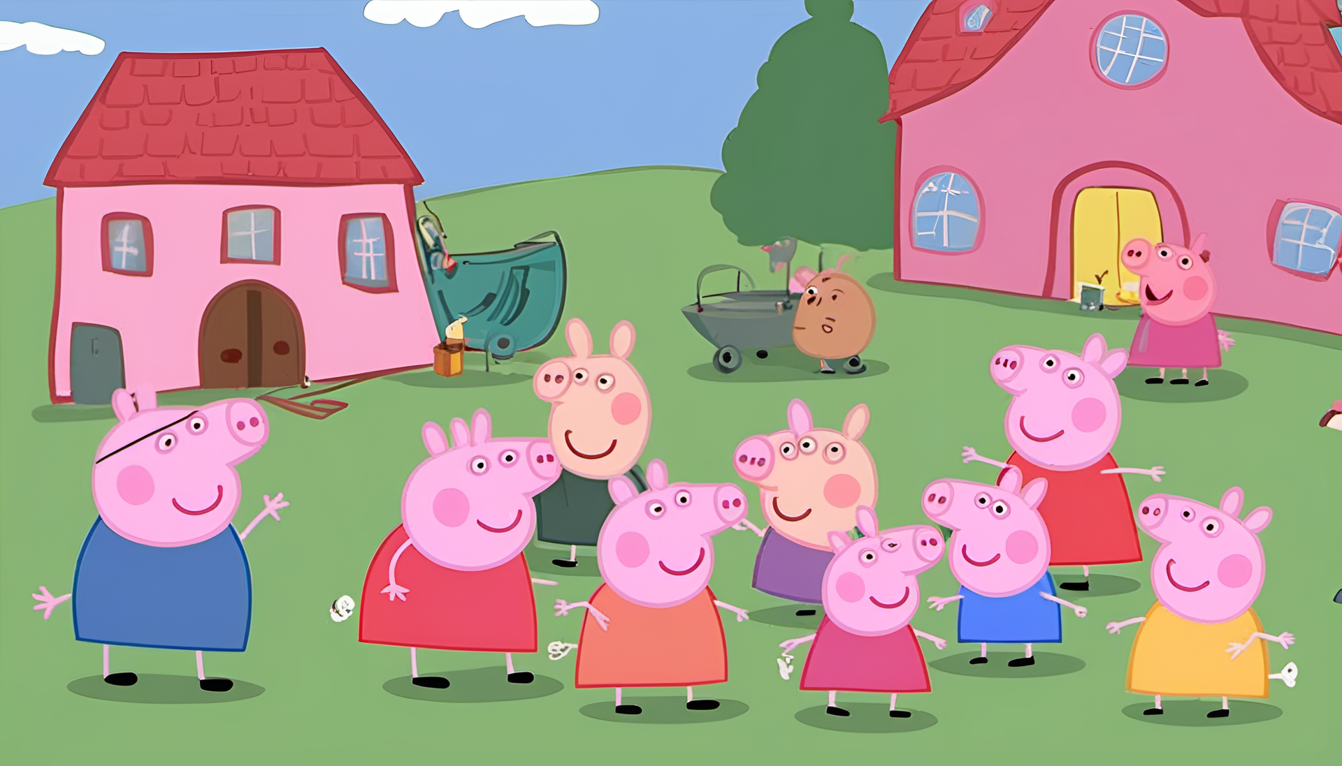 Colorful Peppa Pig wallpaper featuring a unique design.