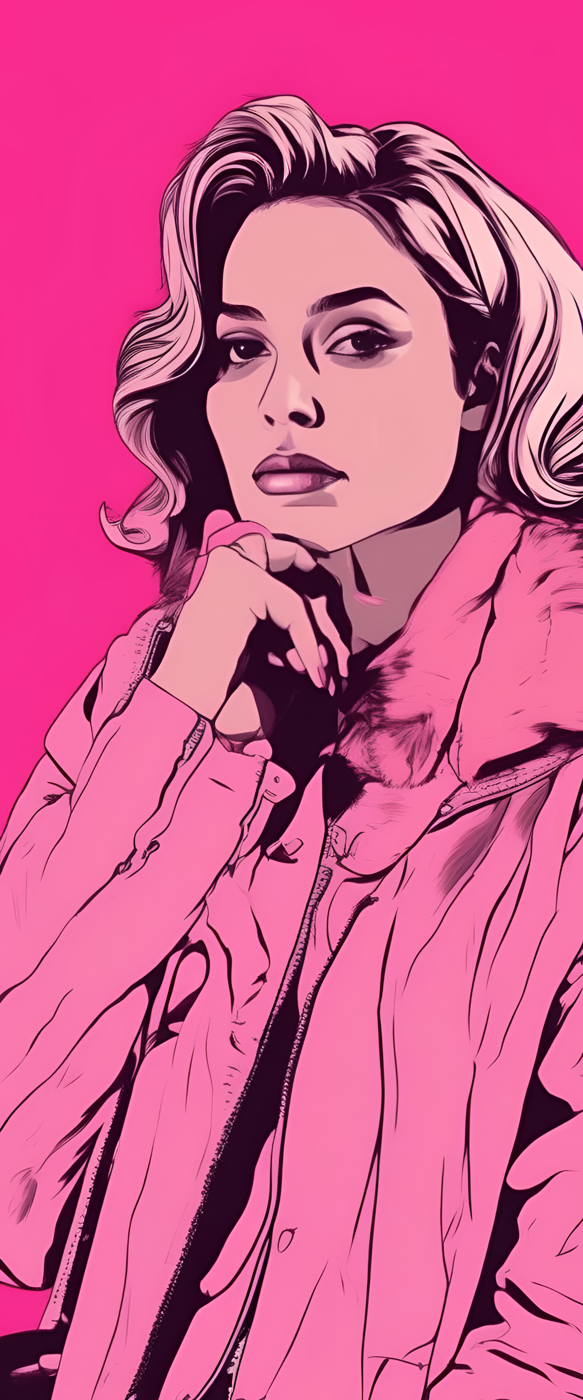 Abstract pink rotoscope animation wallpaper.