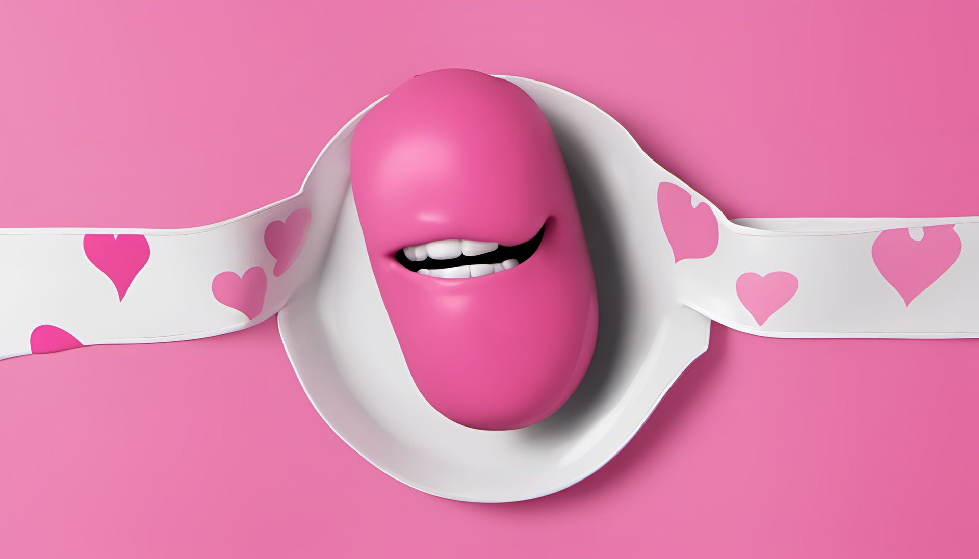 Funny pink avatar with abstract patterns.