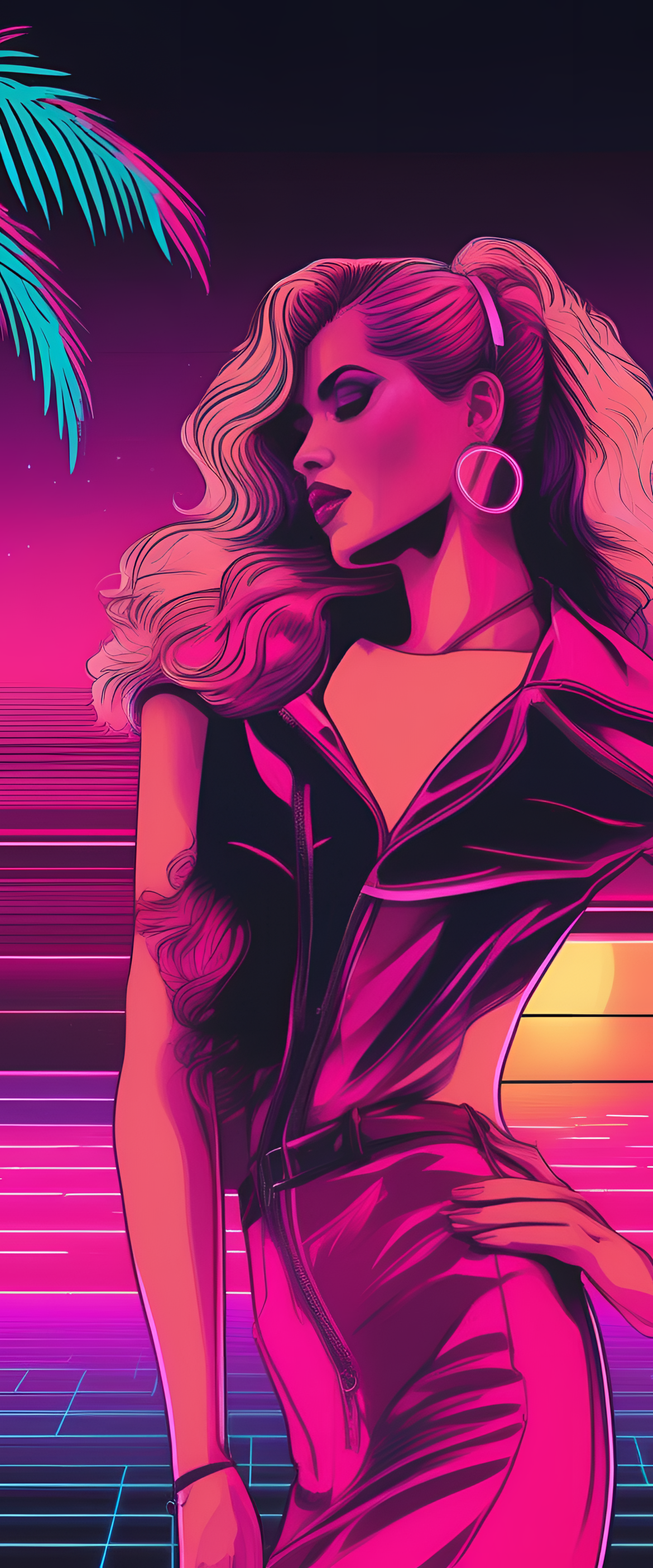 Synthwave-inspired 80s Miami profile picture.