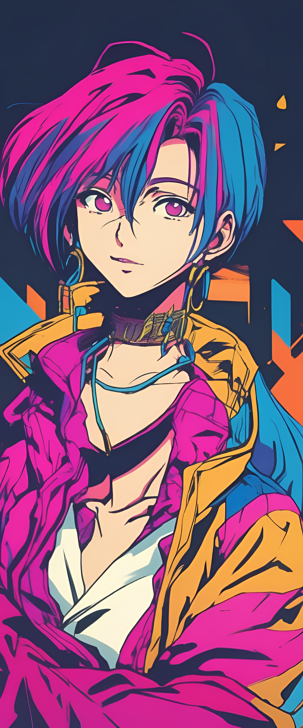 Vibrant 1990s anime-style profile picture wallpaper with bold colors and dynamic character.