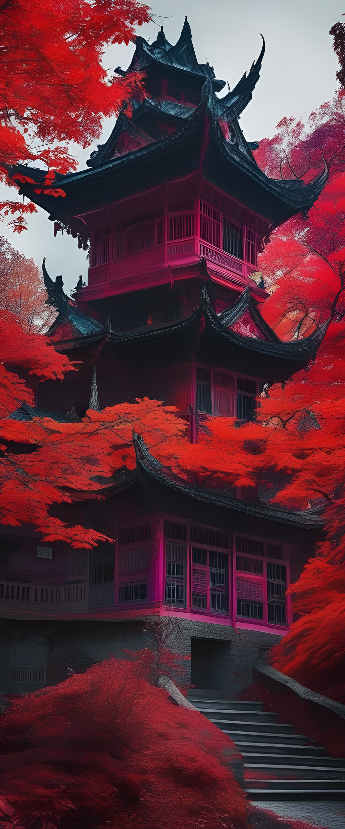 Abstract and eerie phone wallpaper with striking clashing colors, evoking a sense of fear and intrigue.