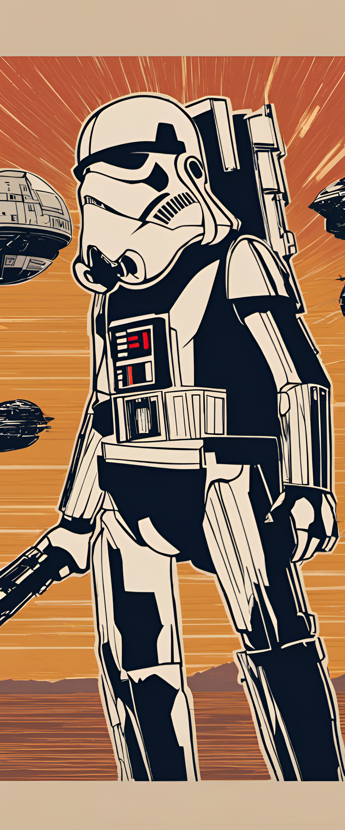 Star Wars character silhouettes against a vibrant background.