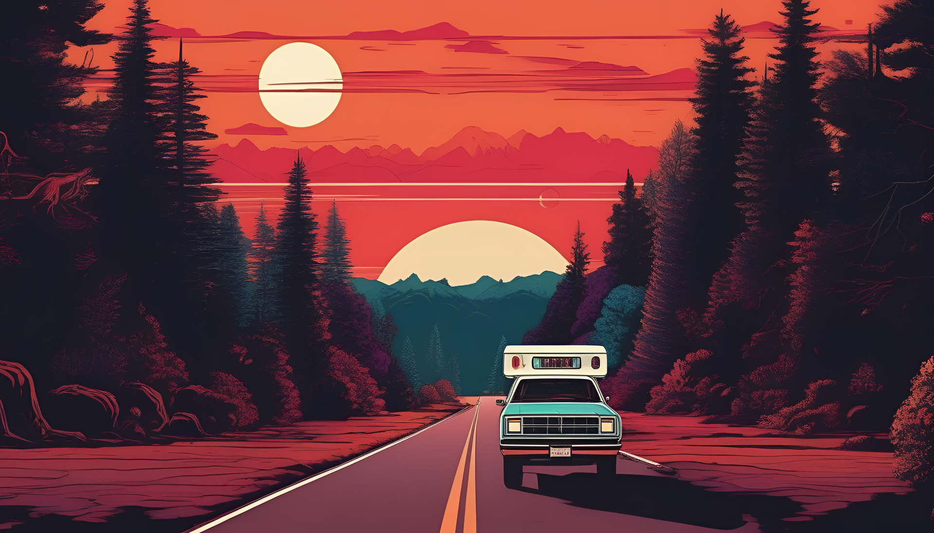 Vintage-inspired sci-fi artwork featuring elements from Stranger Things.