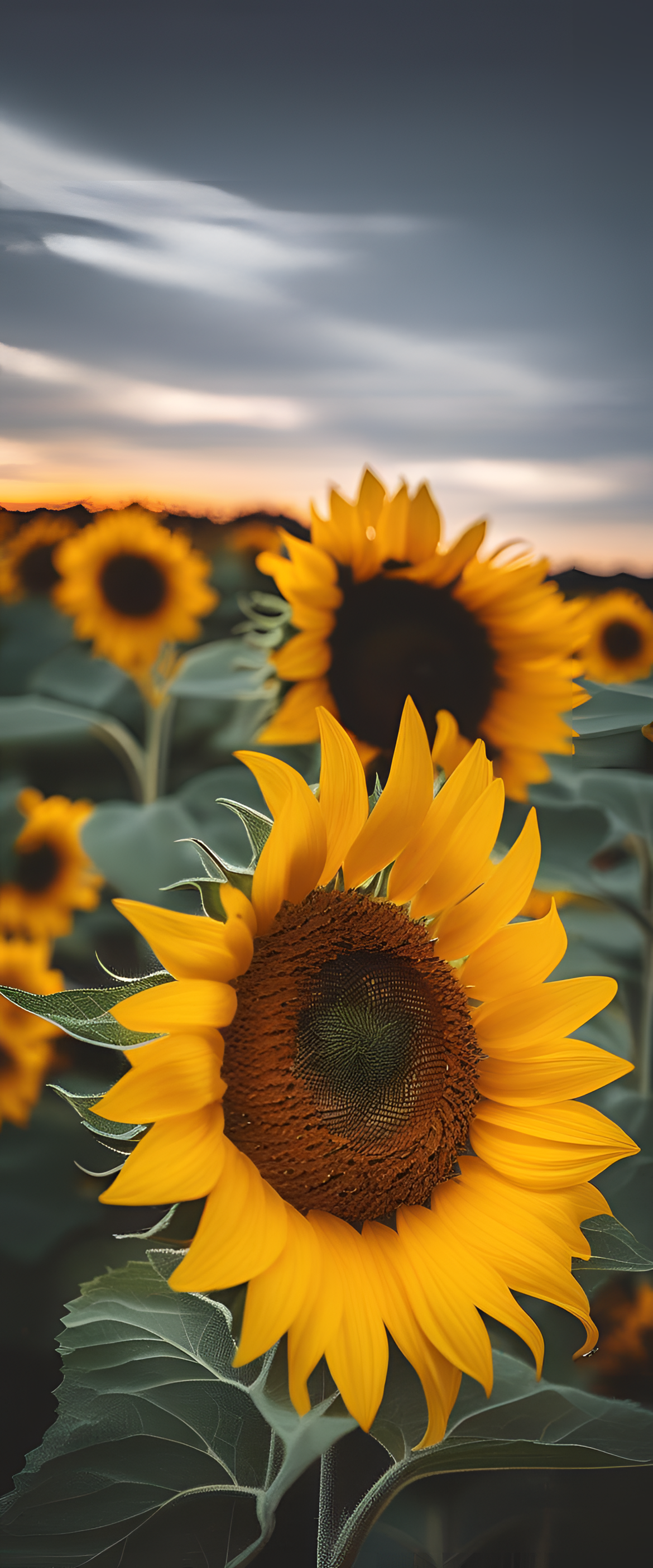 Vibrant sunflower on phone wallpaper.