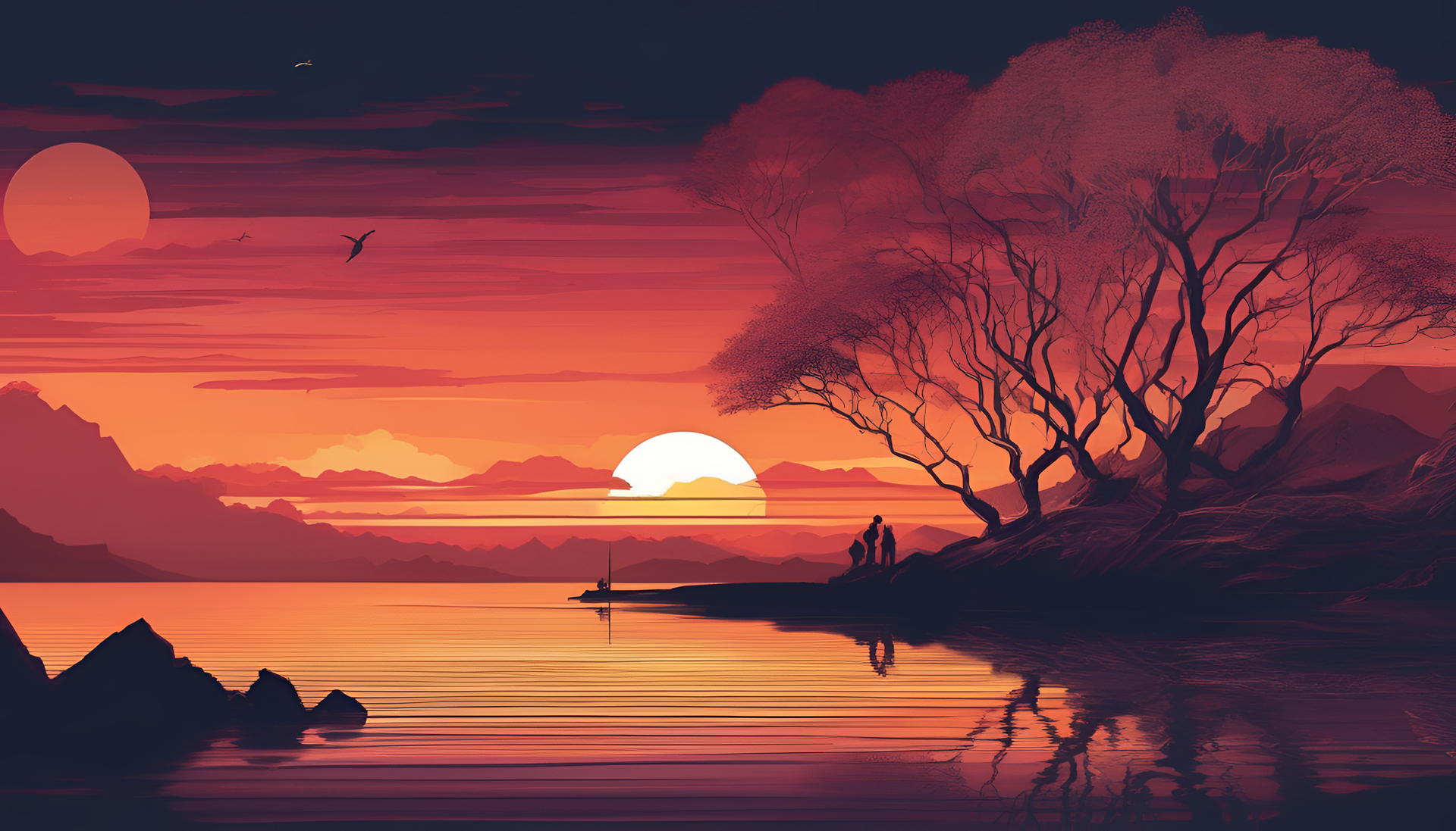 Colorful sunset sky with a stunning digital art display.