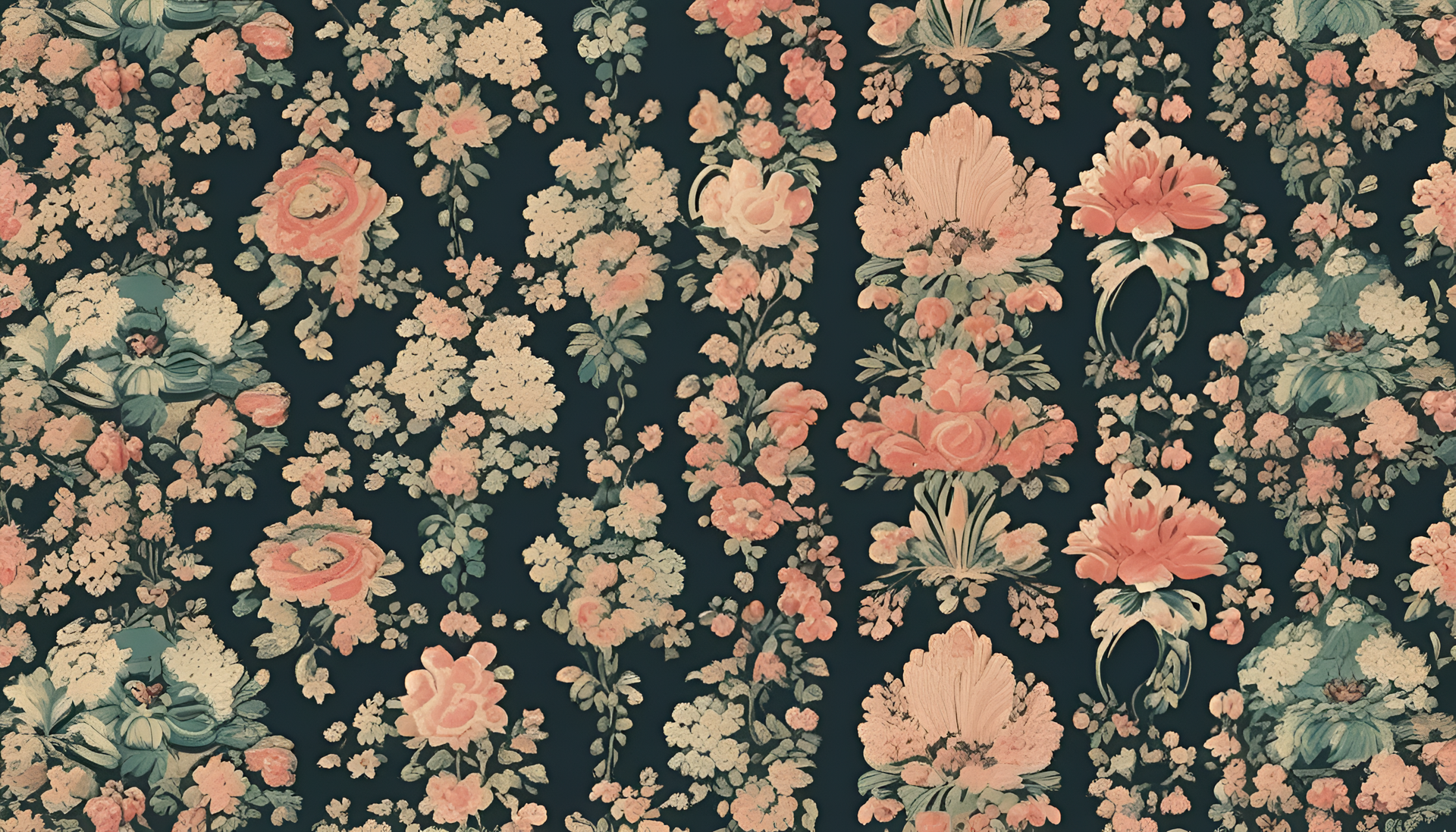 Vintage wallpaper design with intricate patterns in warm colors