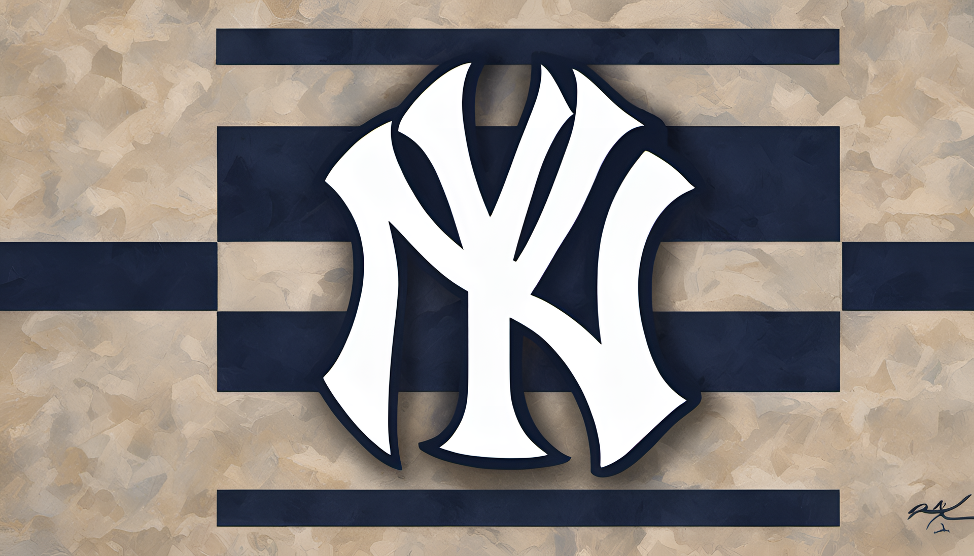 Impressionist Yankees logo in matte colors.