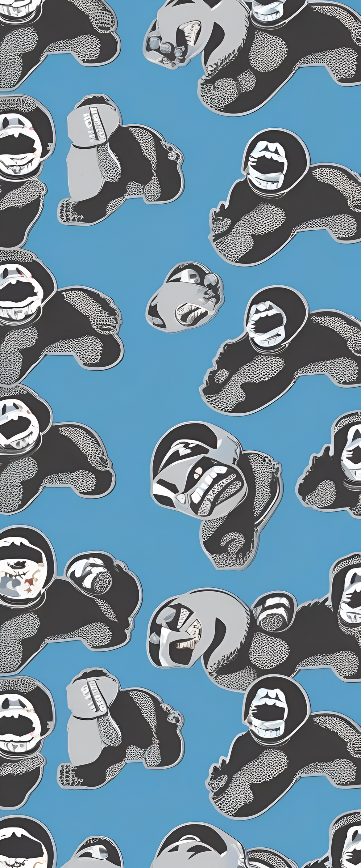 Bape wallpaper featuring light blue and silver design.