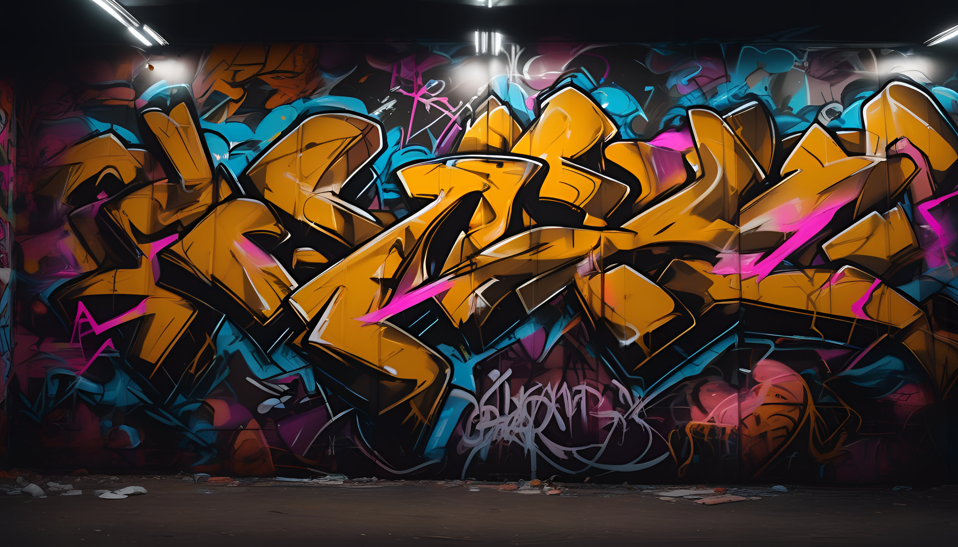 Cinematic graffiti on black background.