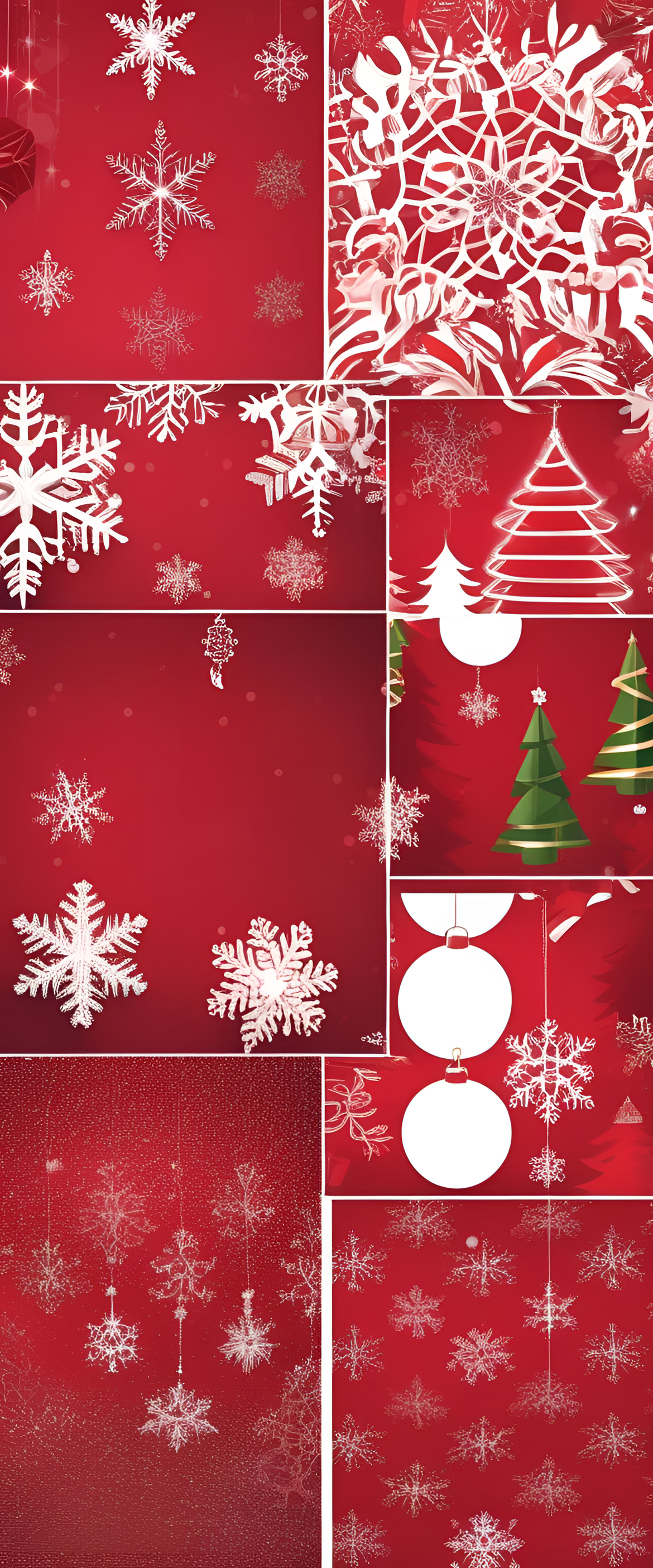 Vibrant red Christmas-themed wallpaper.