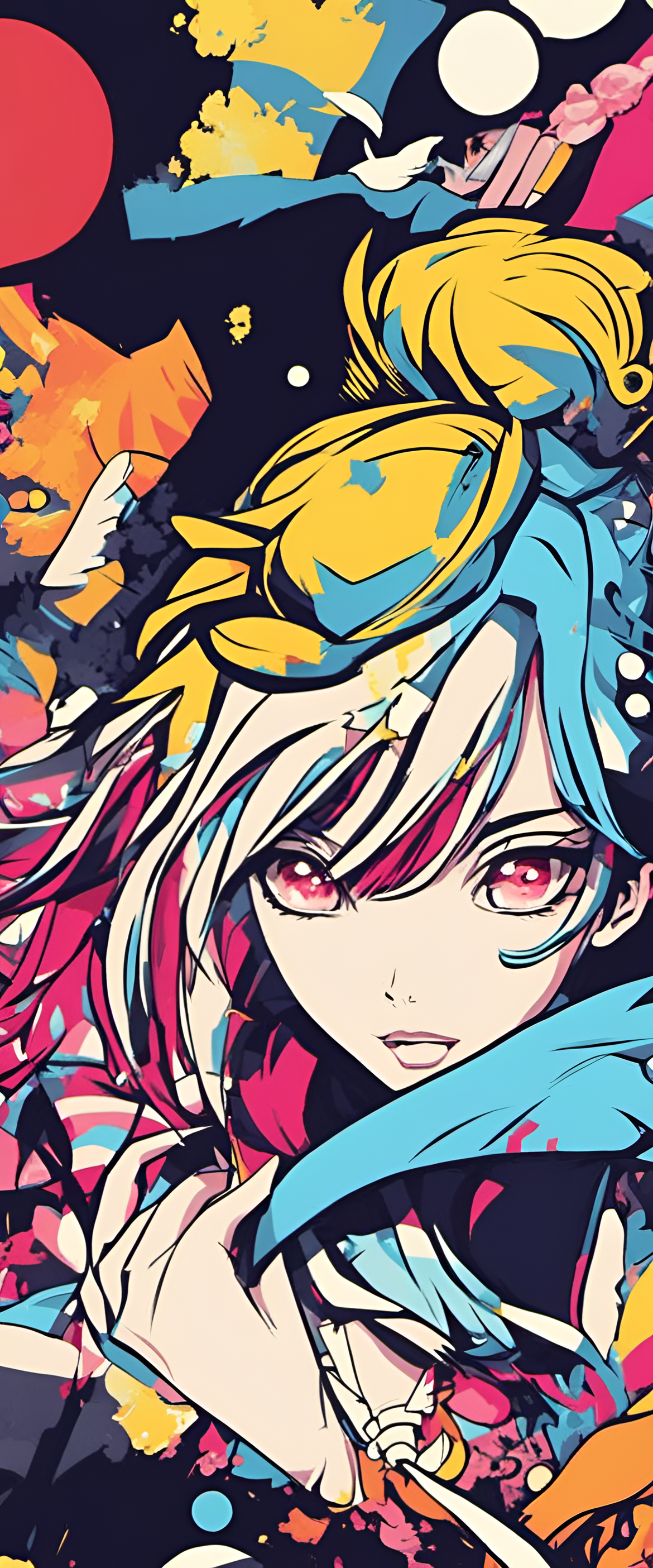 Colorful pop art anime character with a stylish and cool vibe.