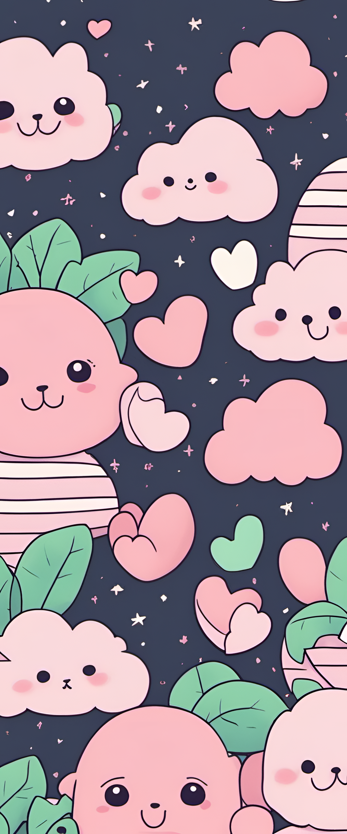 Colorful pastel background with adorable motifs and patterns.