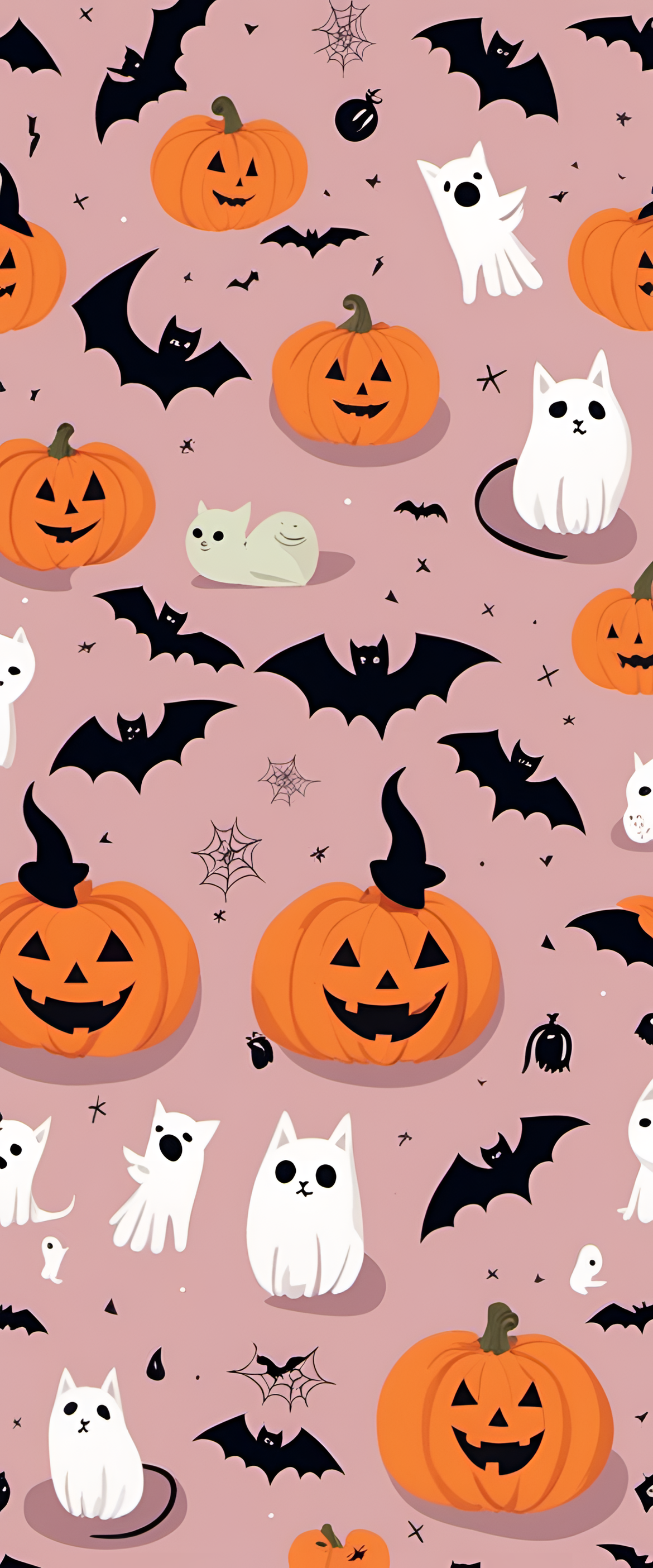 Cute Halloween-themed wallpaper with pastel colors