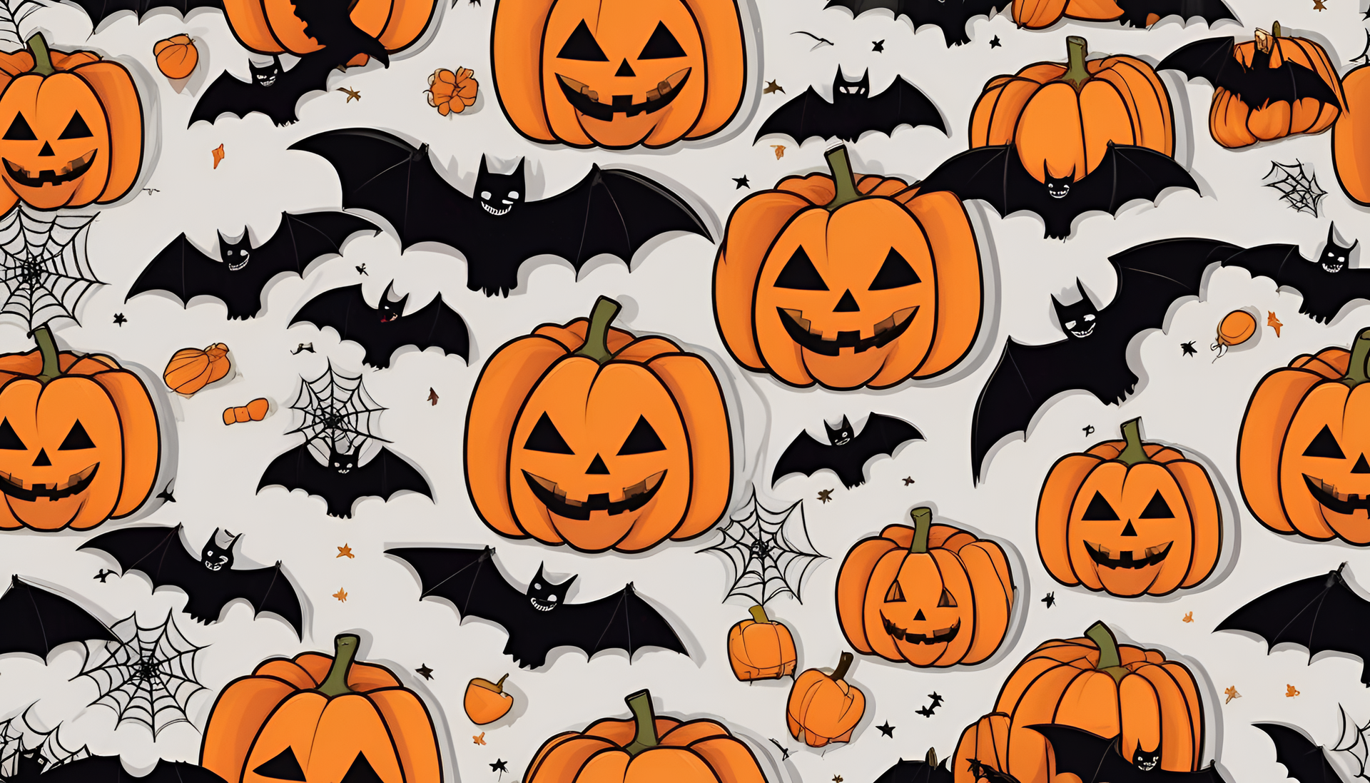 Colorful and humorous Halloween-themed wallpaper with playful characters and spooky elements.