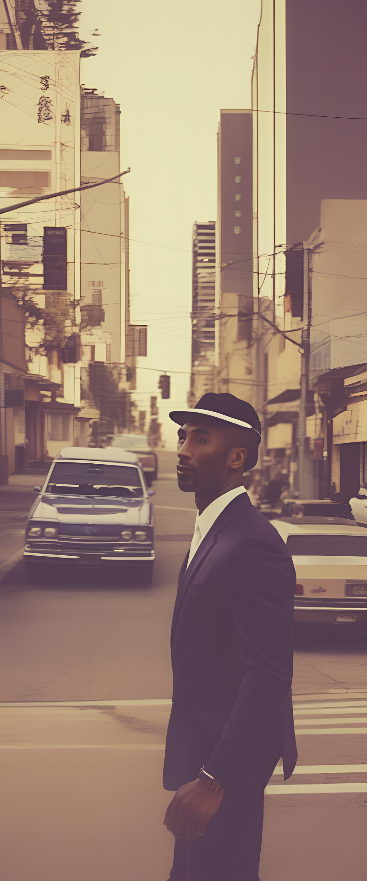 Kobe silhouette with vintage filter showcasing his basketball legacy.