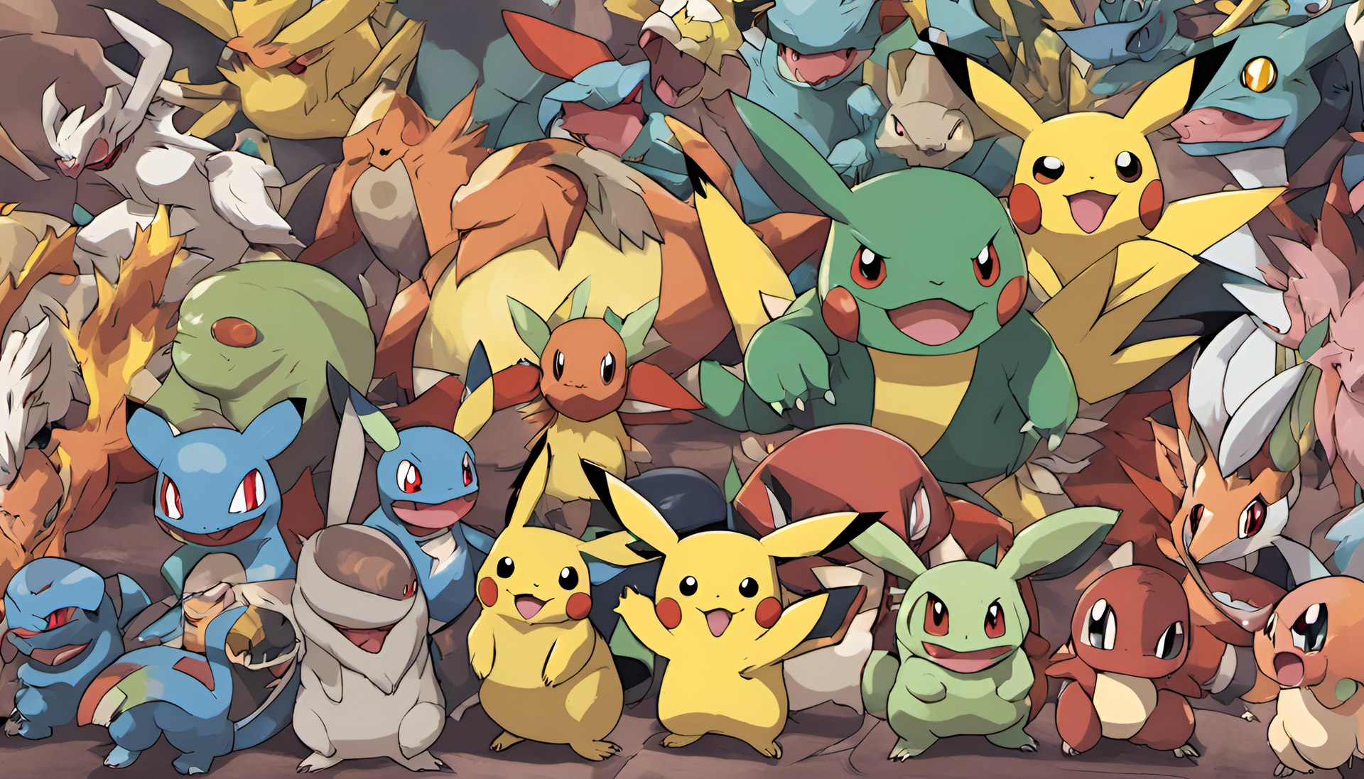 Colorful Pokemon characters in a captivating wallpaper.