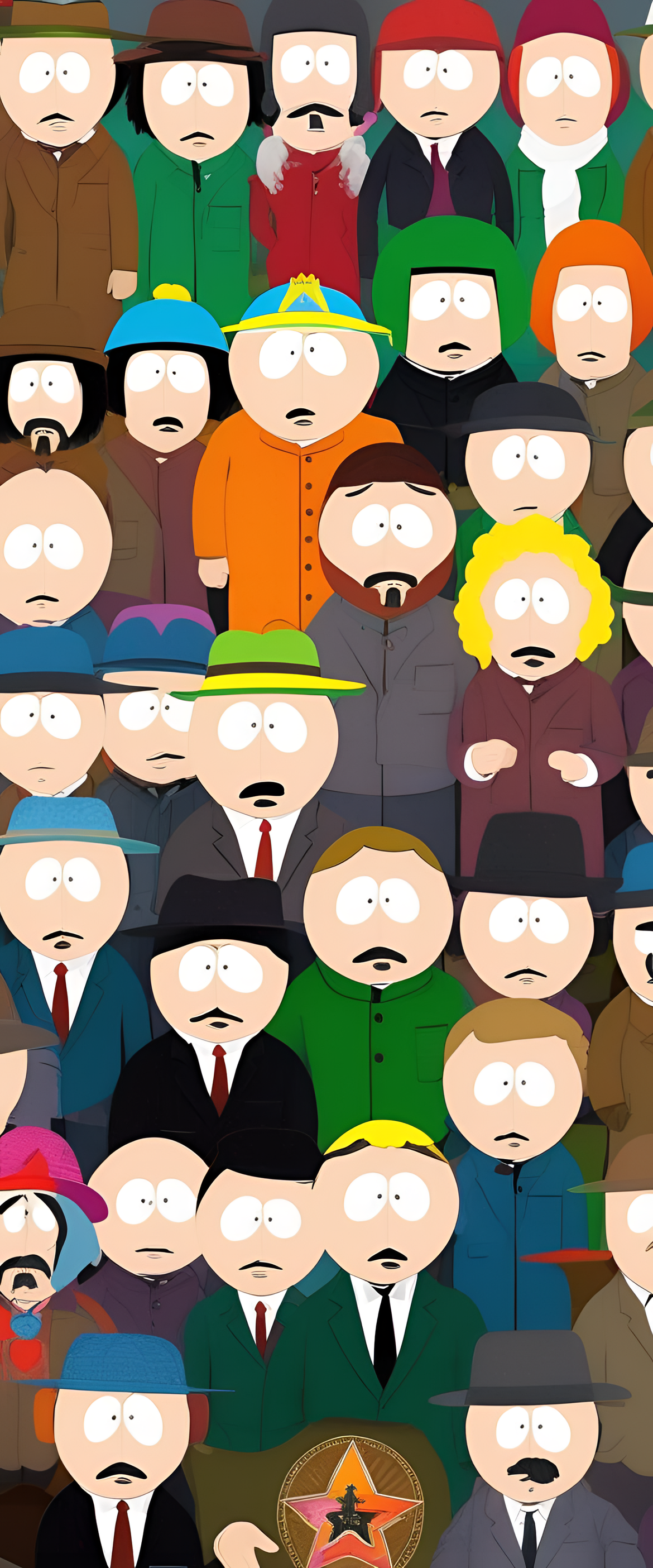 Colorful and surreal South Park-themed wallpaper with abstract elements.