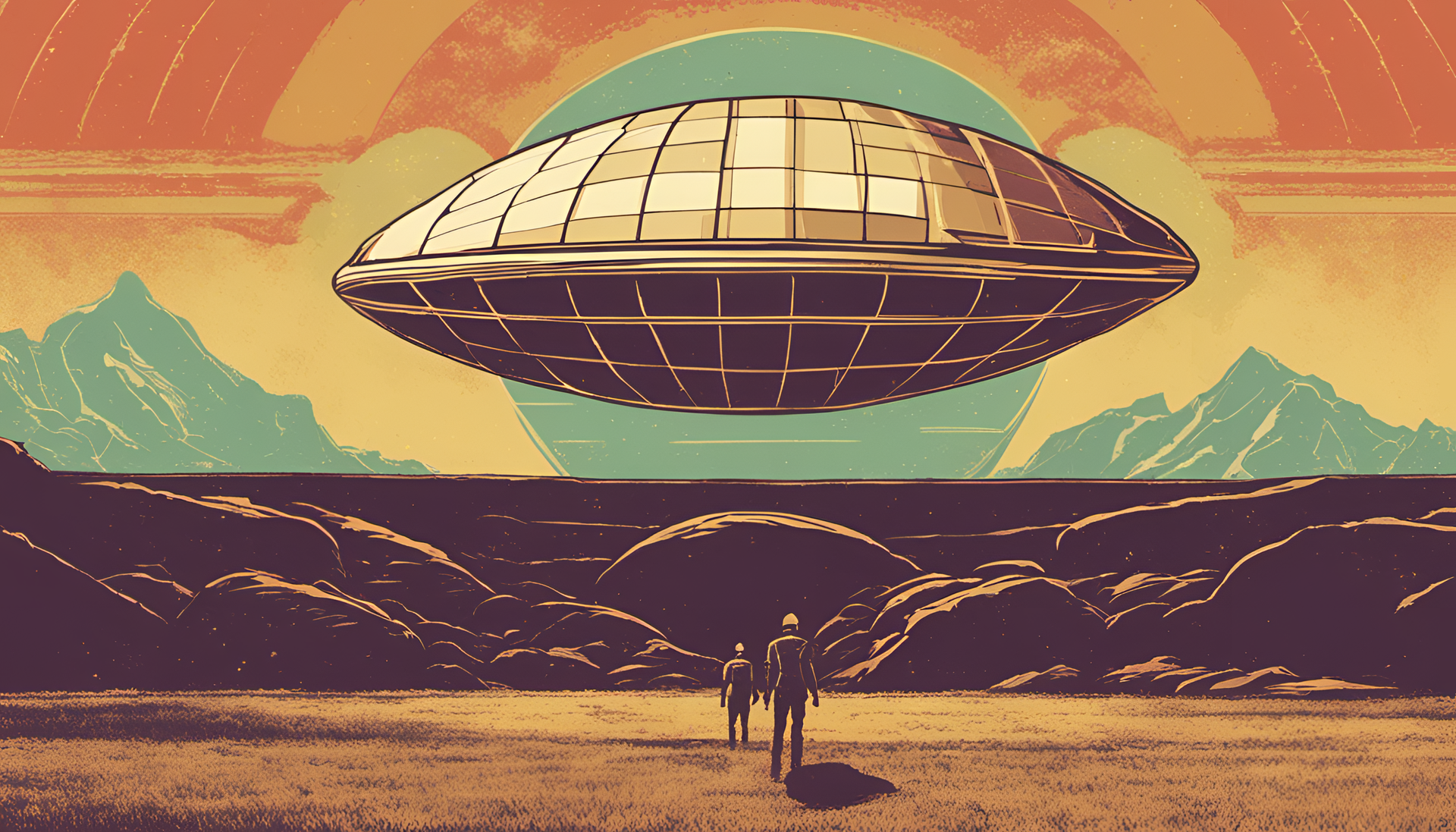 Vintage sci-fi inspired football artwork with a nostalgic filter.